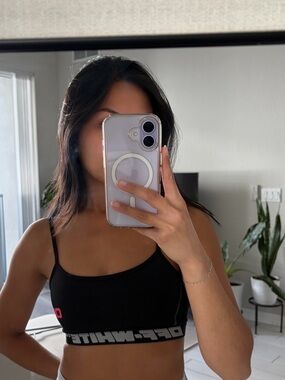 Off-White Black Sports Bralette with Pink Logo